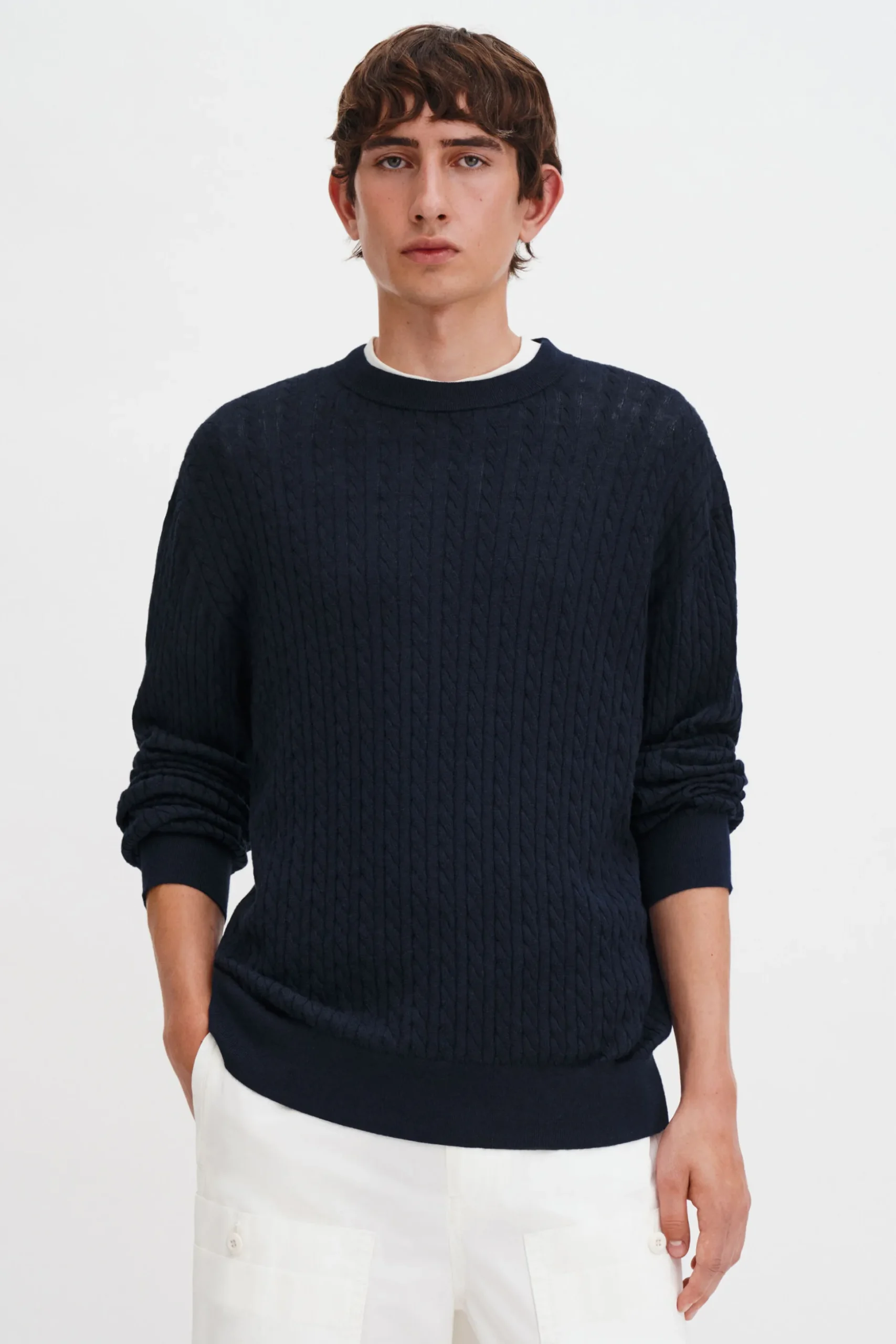 Braided Cotton Silk Sweater