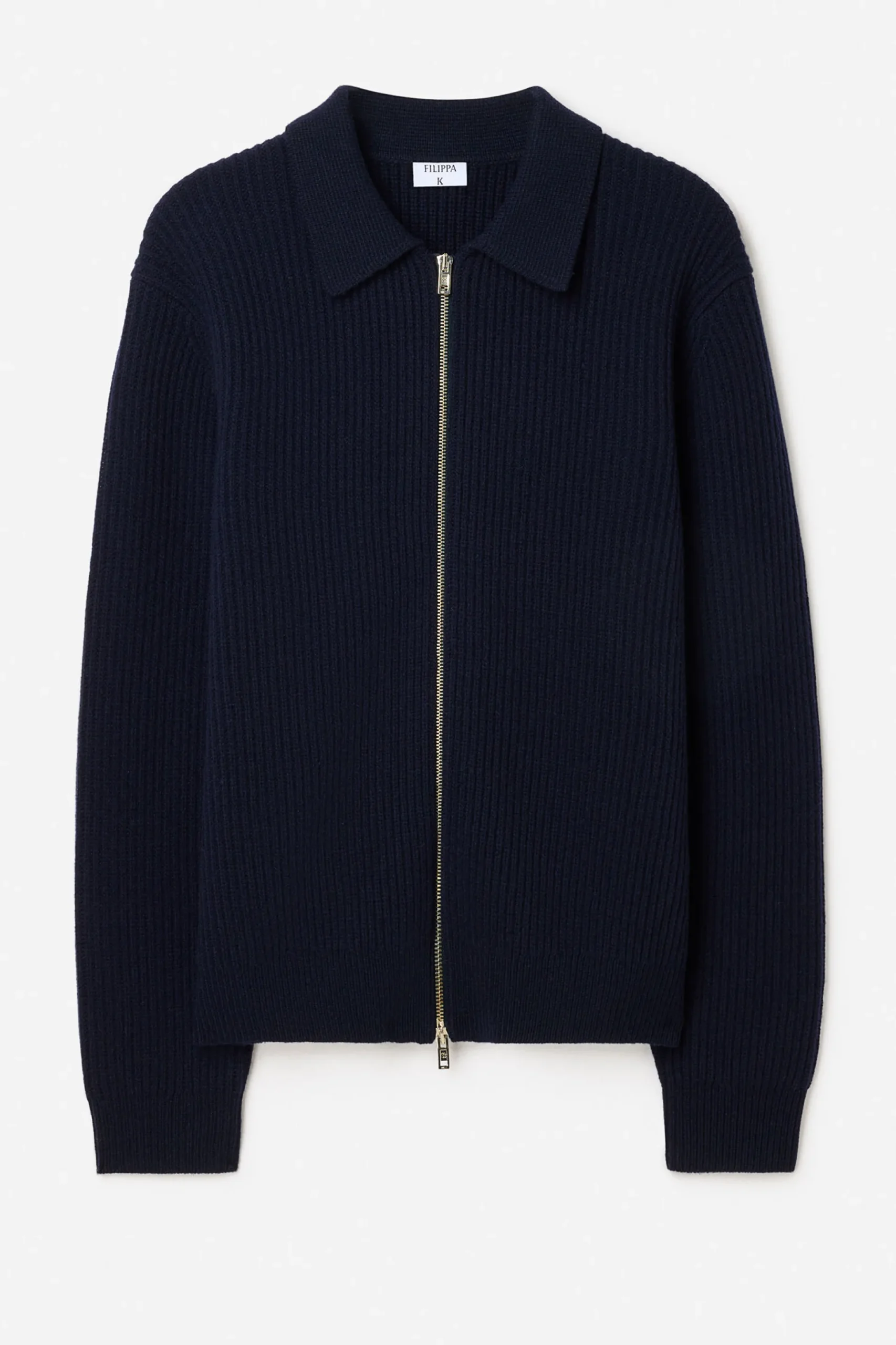 Ribbed Wool Zip Cardigan