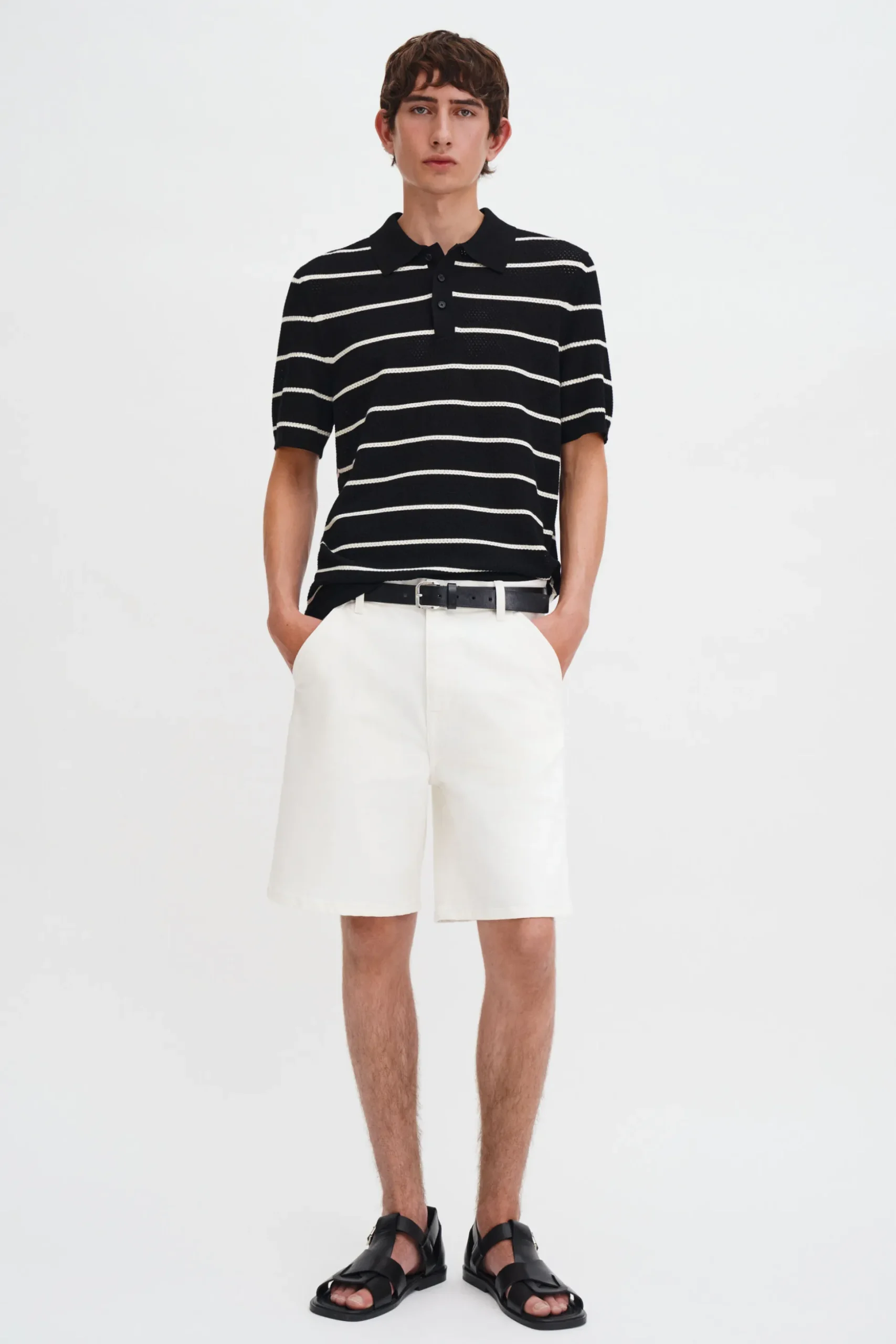 Striped Mesh Polo